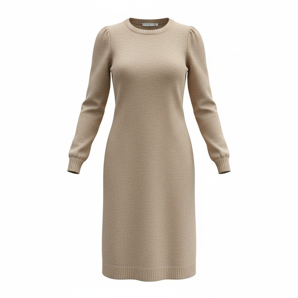 Gebreide jurk van UP2FASHION maat S 36/38 beige, Up2Fashion, Beige, Ophalen of Verzenden, Zo goed als nieuw