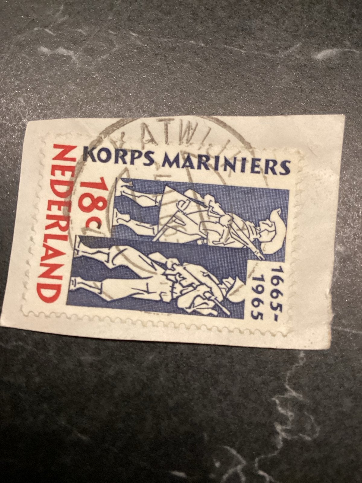Nederlandse postzegel Korps Mariniers 1665-1965, Ophalen of Verzenden, Na 1940, Gestempeld