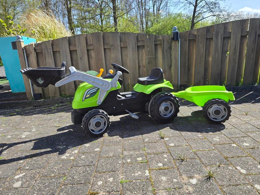 Smoby Kindertractor met Laadschep en Aanhangwagen, Ophalen, Gebruikt, Trapvoertuig