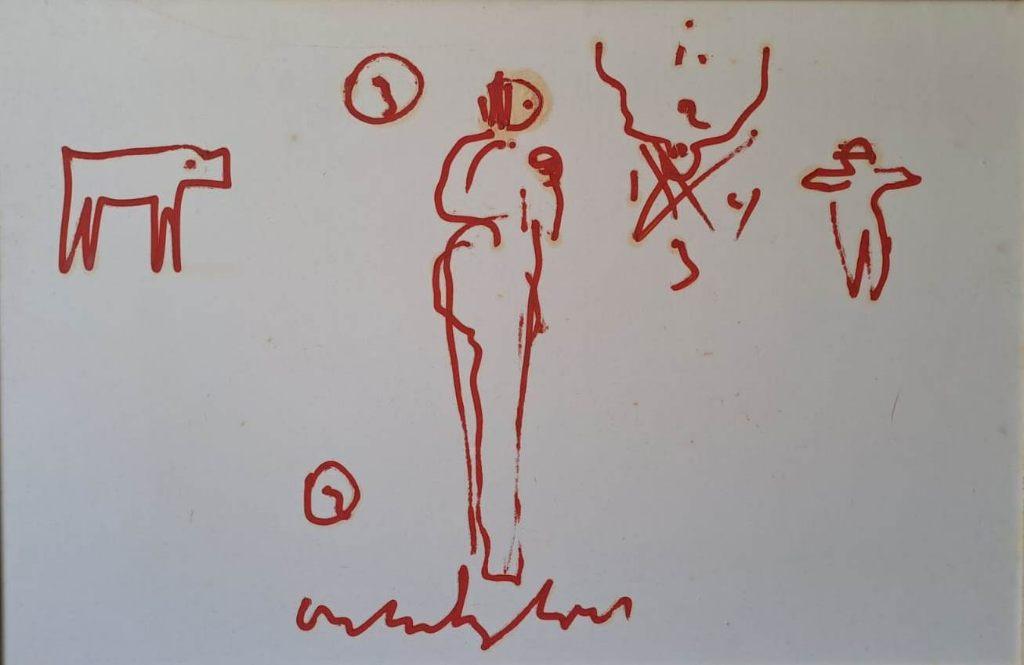 Anton Heyboer(1924)Acryl Doek "Vrouw in afwachting zaad" Ges