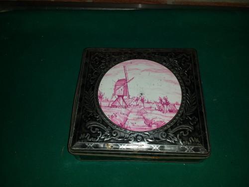 Blik biscuit, vintage,  met molenlandschap, Patria, Ophalen of Verzenden