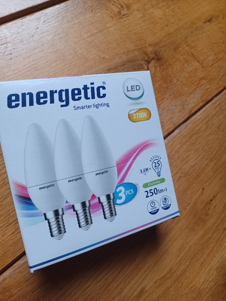 Doosje 3 Energetic LED Kaars / Mat - 25W - E14 - warm wit, Led-lamp, E14 (klein), Nieuw, Ophalen of Verzenden