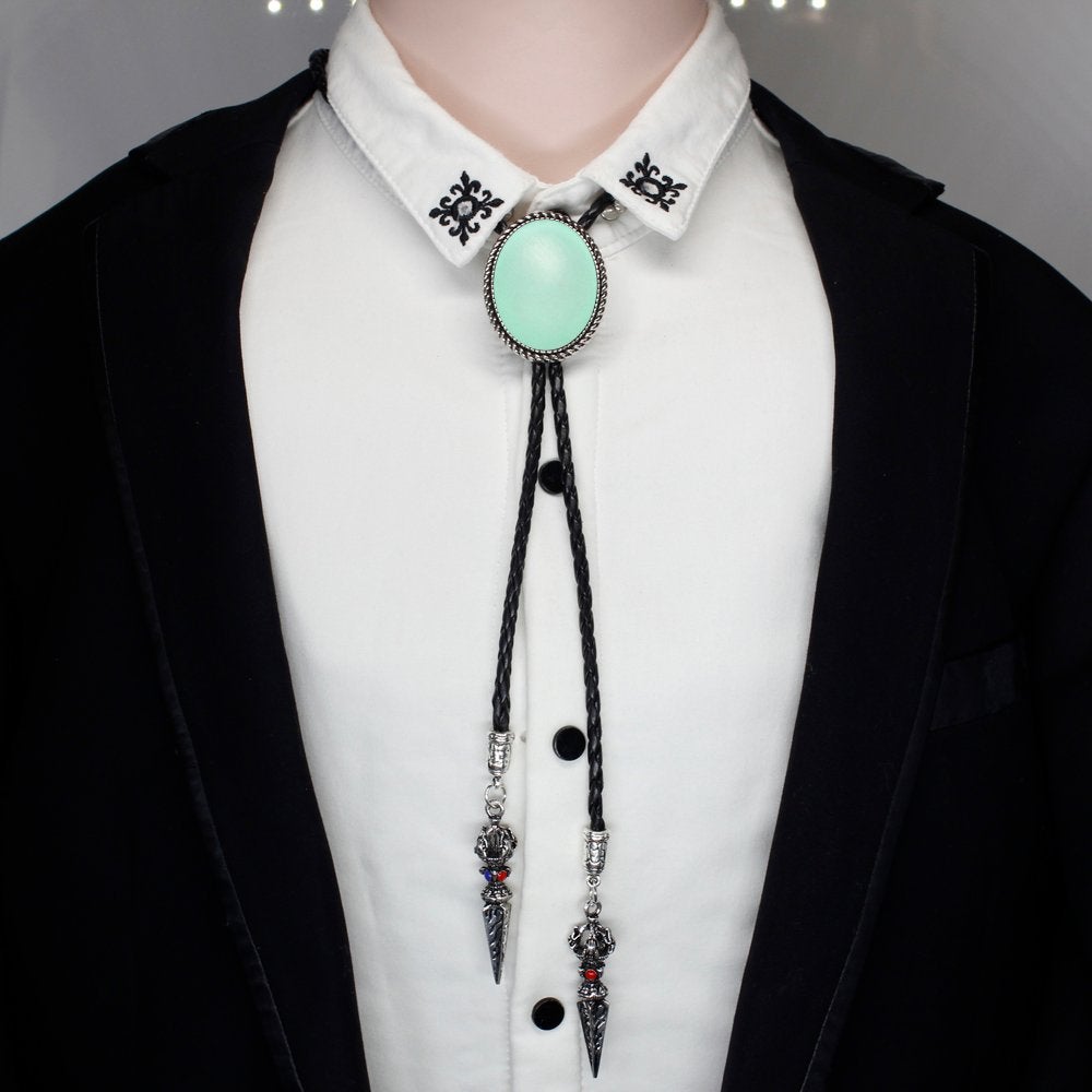 Western bolo stropdas met groene steen / cowboy tie heren, Verzenden, Nieuw, Groen