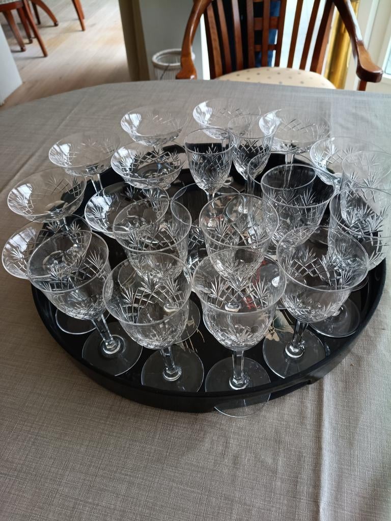 Drinkservies Leerdam kristal, Ophalen of Verzenden, Zo goed als nieuw, Rond, Glas