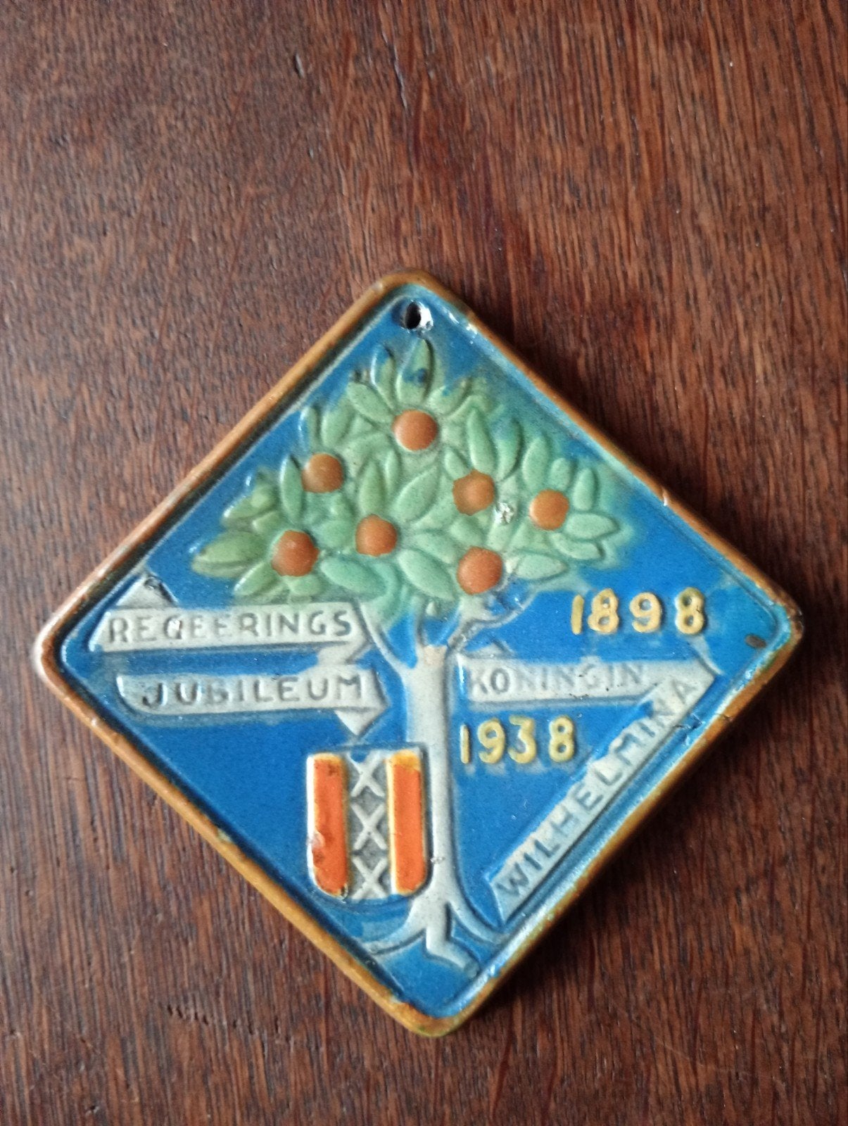 Tegeltje Regeringsjubileum Koningin Wilhelmina 1898-1938, Ophalen of Verzenden