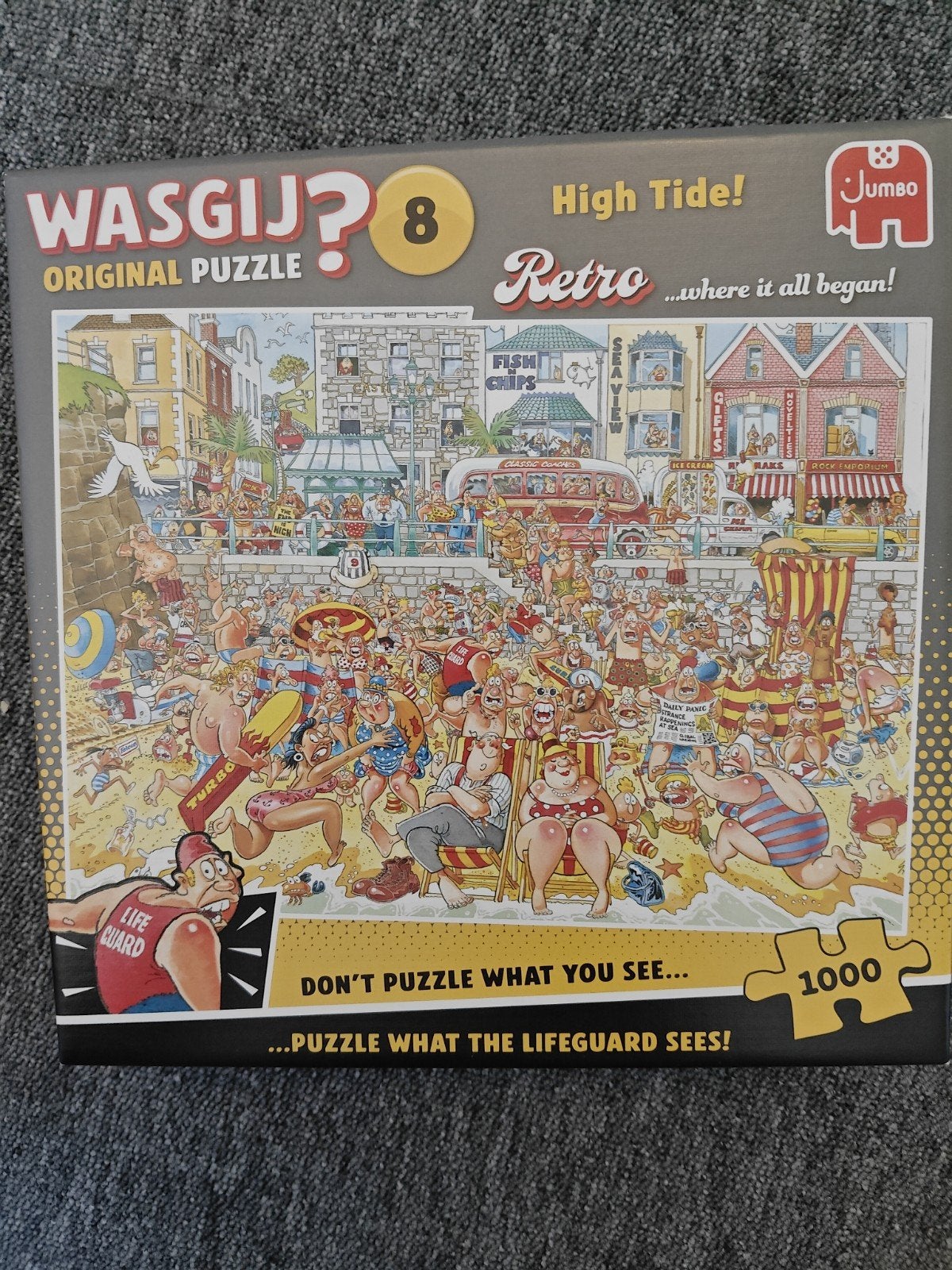Wasgij? Retro 8 High Tide! 1000 stukjes legpuzzel, Ophalen of Verzenden, 500 t/m 1500 stukjes, Zo goed als nieuw, Legpuzzel
