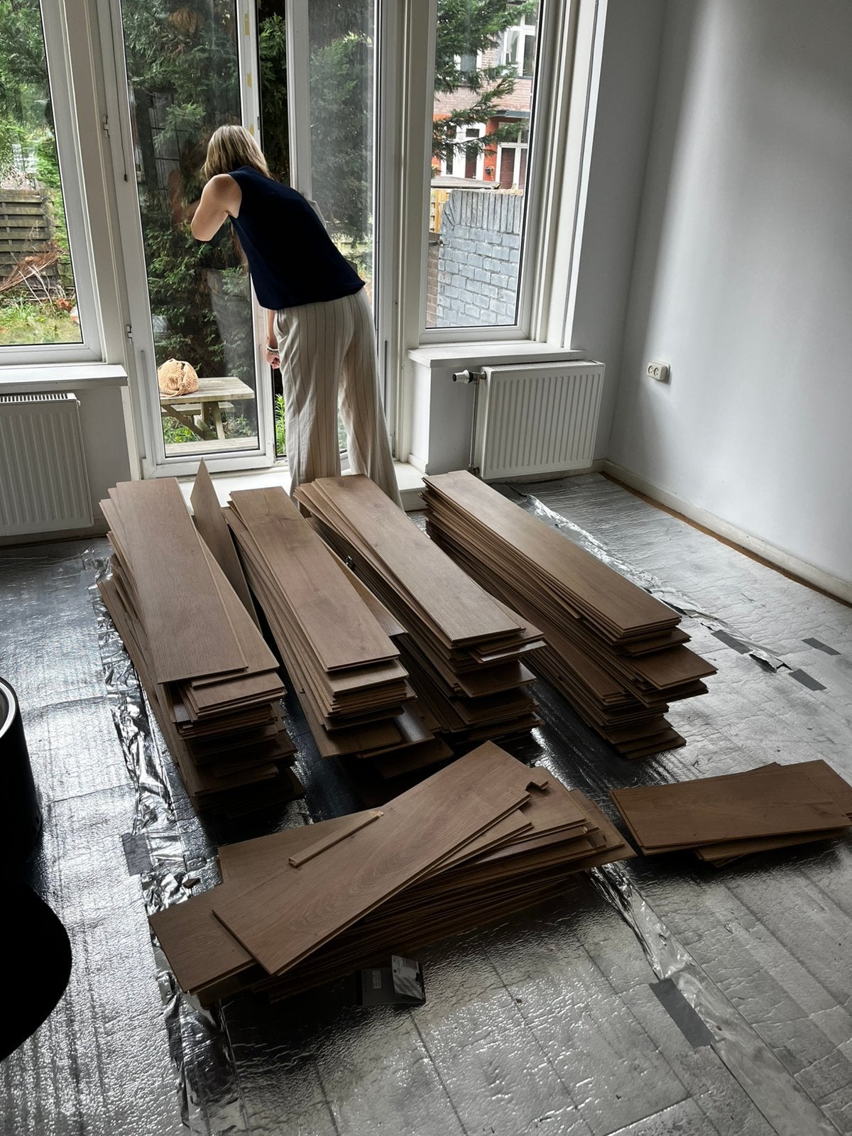 Bruin laminaat 60m2, Huis en Inrichting, Stoffering | Vloerbedekking, Parket, Bruin, 75 m² of meer, Ophalen of Verzenden
