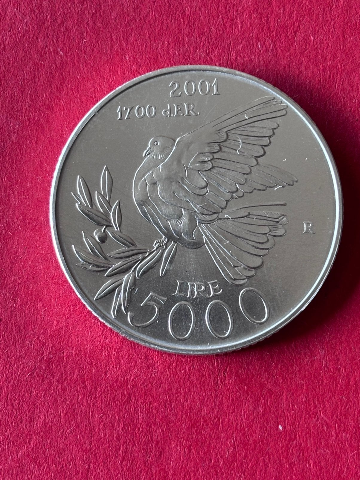 San Marino 5000 Lire 2001 Spec.unc 0,835 zilver 18.00 grams, Verzenden, Overige landen, Zilver