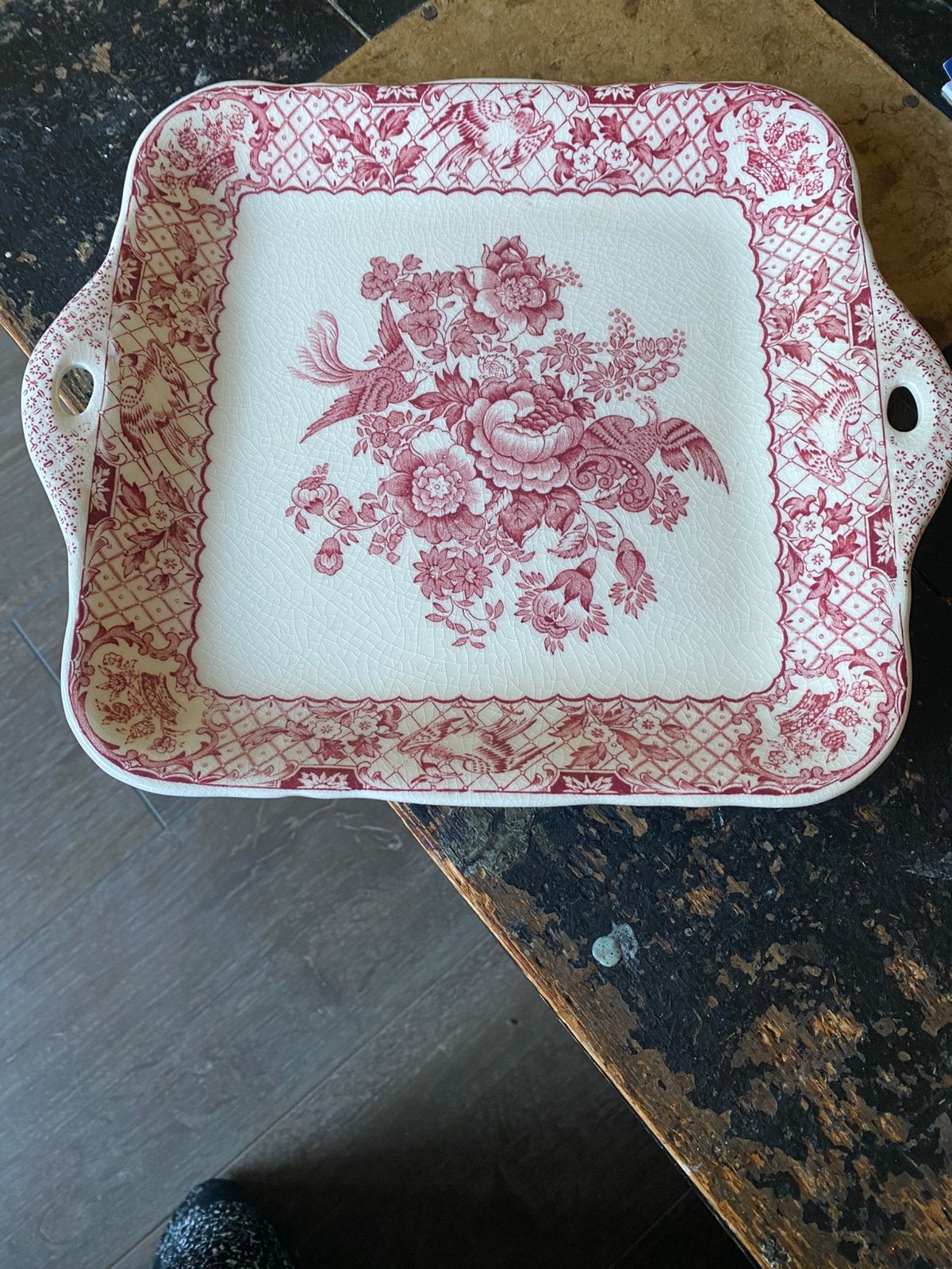 Vierkante serveerschaal van Mason’s., Ophalen