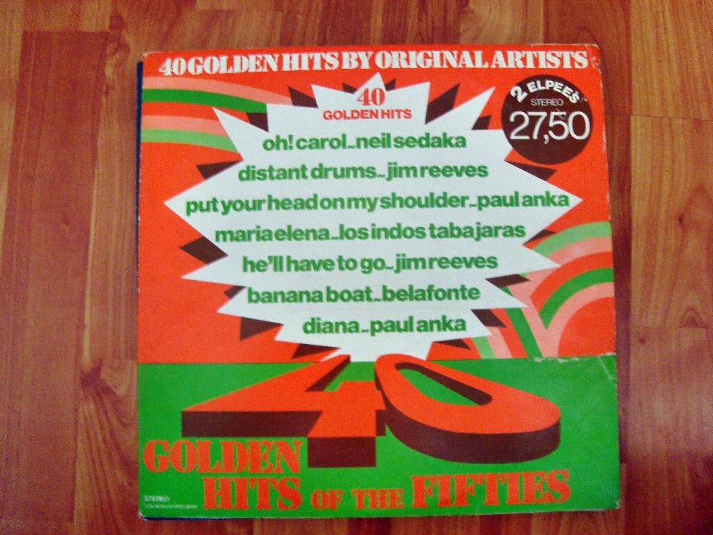LP:GOLDEN HITS OF THE FIFTIES  (2 LP)., Cd's en Dvd's, Vinyl | Pop, Ophalen of Verzenden, Gebruikt, Overige formaten