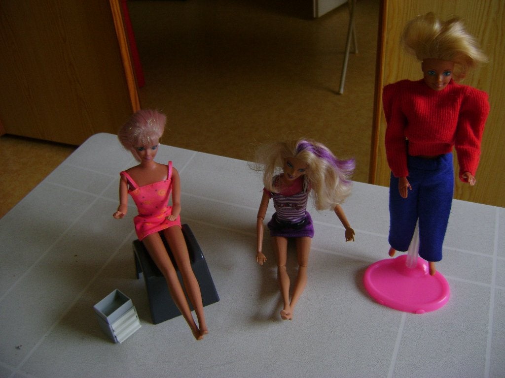 3retro barbie,s 1met trui met schoudervulling mattel kruk ka, Ophalen of Verzenden, Zo goed als nieuw, Barbie