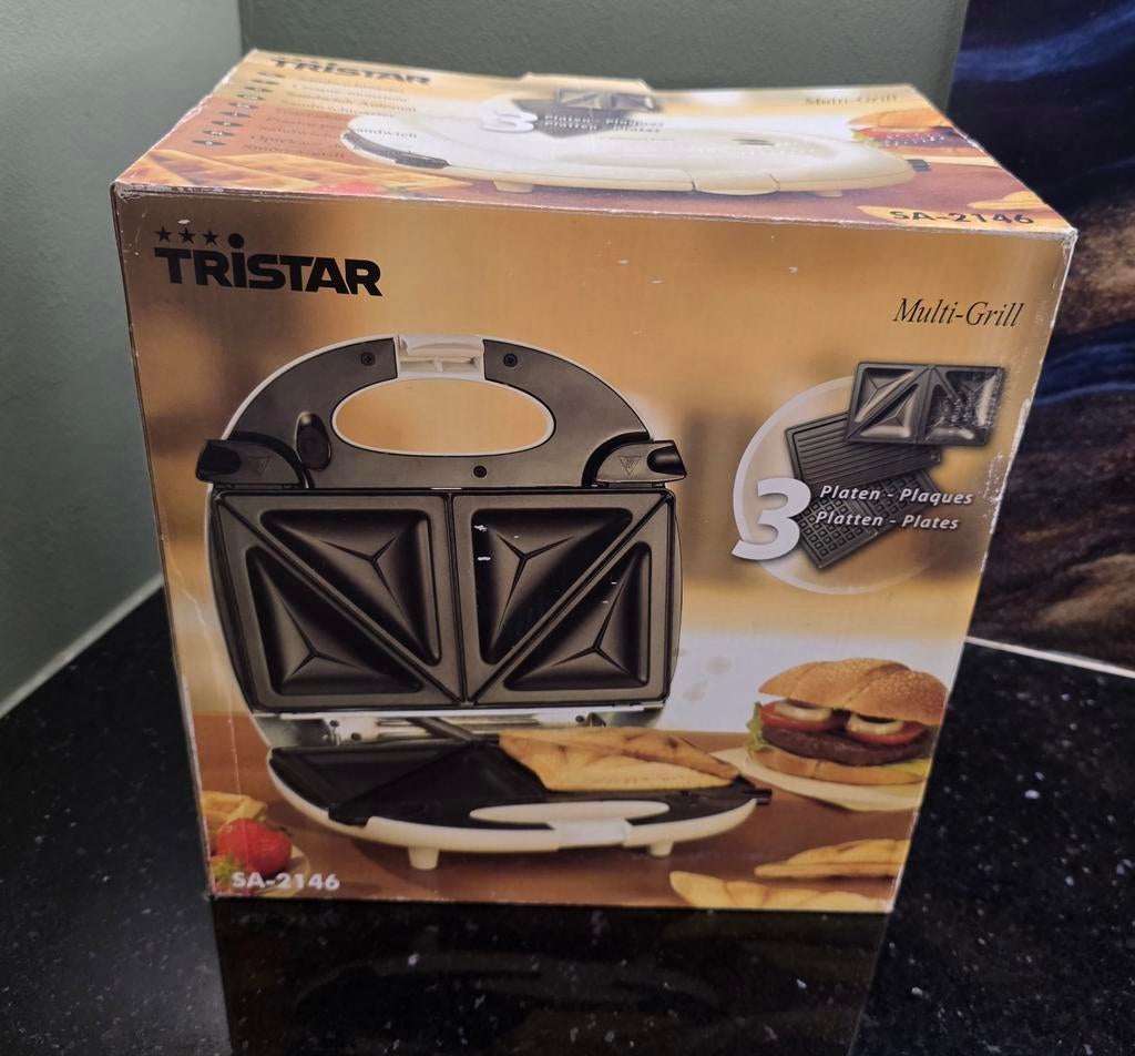 Tristar SA-2146 Multi-Grill met 3 verwisselbare platen, Witgoed en Apparatuur, Contactgrills, Ophalen of Verzenden, Uitneembare platen