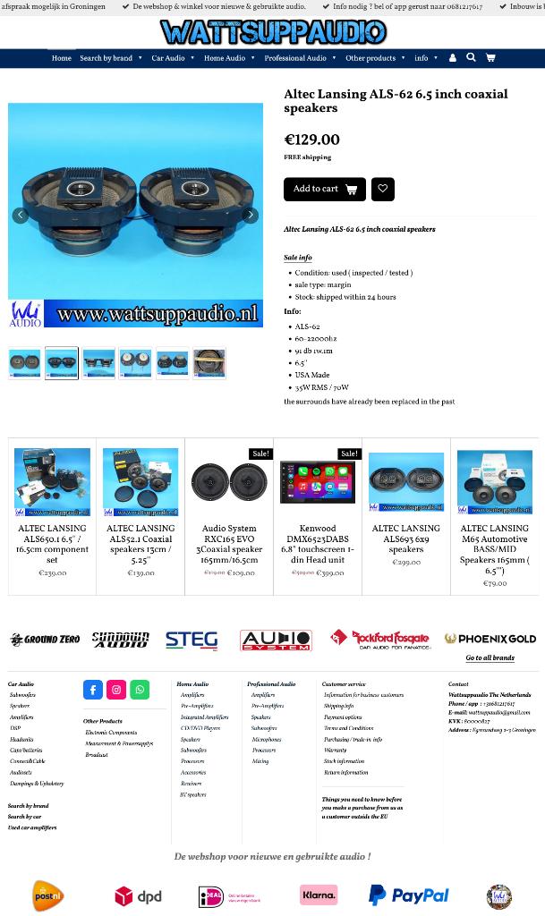 Altec Lansing ALS-62 6.5 inch coaxial speakers // USA Made, Gebruikt, Ophalen of Verzenden, ., Support@alteclansing.com
