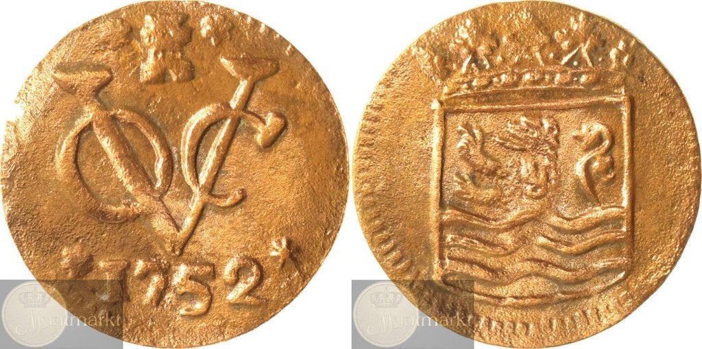 V.O.C. - Zeeland - Duit 1752 - Mogelijke jaartalwijziging, Ophalen of Verzenden, Vóór koninkrijk, Overige waardes, Losse munt