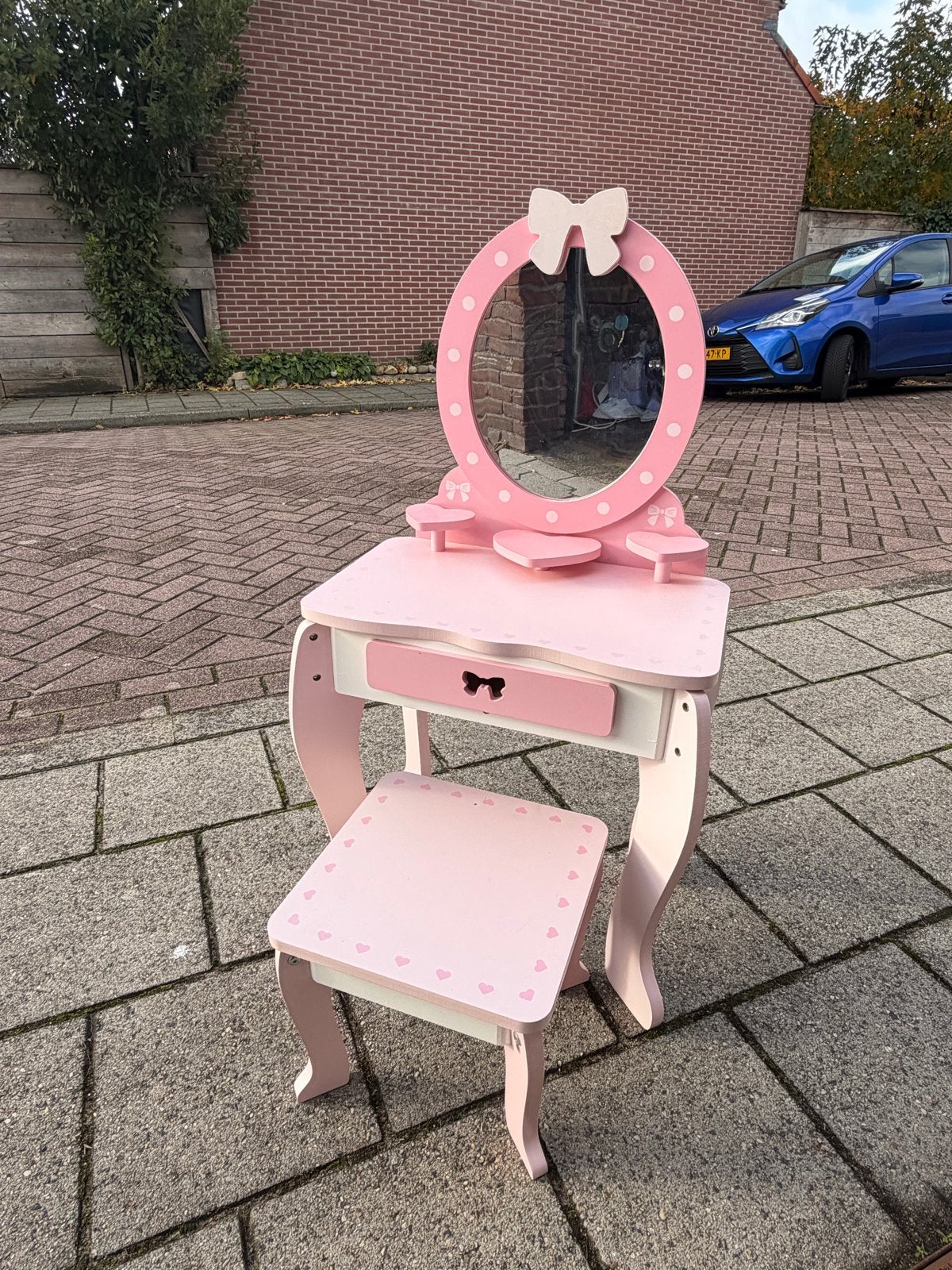 Roze kaptafel met krukje voor kinderen, Ophalen, Gebruikt, Overige typen