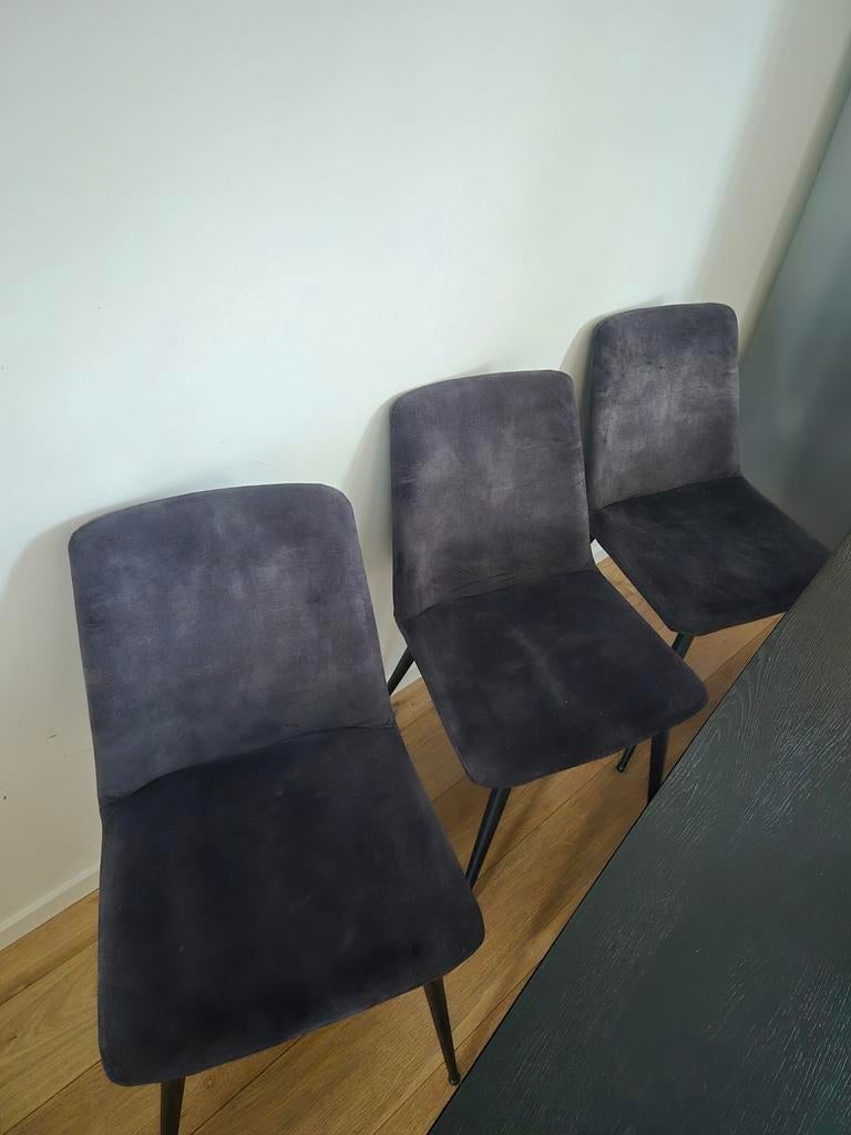 3x Sanders Eetkamerstoel Antraciet, Ophalen of Verzenden, Gebruikt, Grijs, Drie