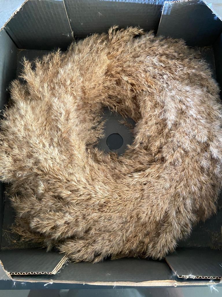 krans groot model Rietpluim naturel 45 cm nieuw in doos, Huis en Inrichting, Woonaccessoires | Kransen, Ophalen of Verzenden, Nieuw