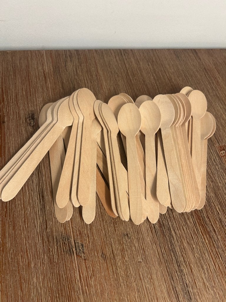 Wegwerp houten lepels - 48 stuks, Los bestek, Nieuw, Ophalen of Verzenden, Eetlepel