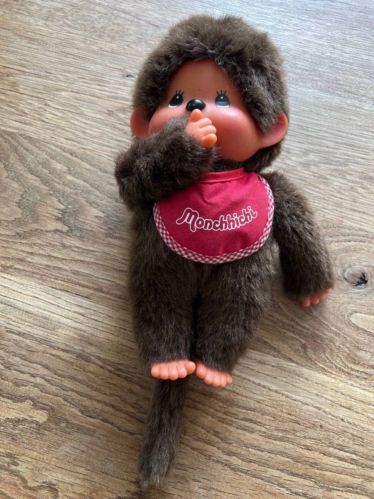 Monchhichi knuffel aapje met slabbetje, Ophalen, Gebruikt, Overige merken, Overige karakters