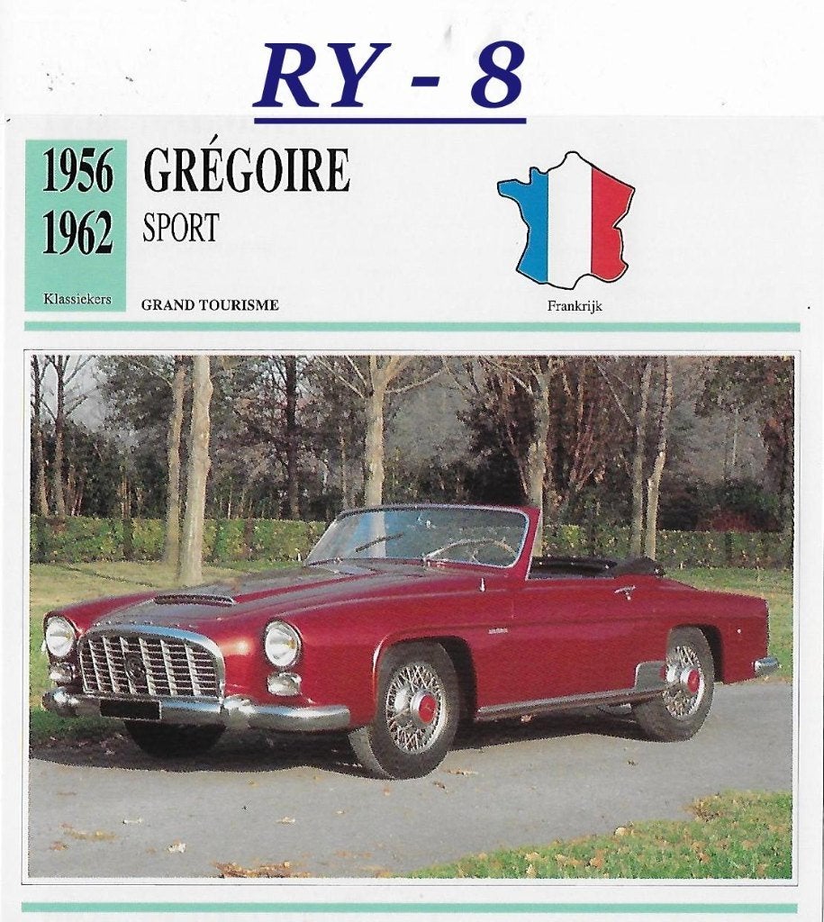 Ry8 autokaart gregoire sport ( 1956 - 1962 ), Ophalen of Verzenden, Zo goed als nieuw, Auto's
