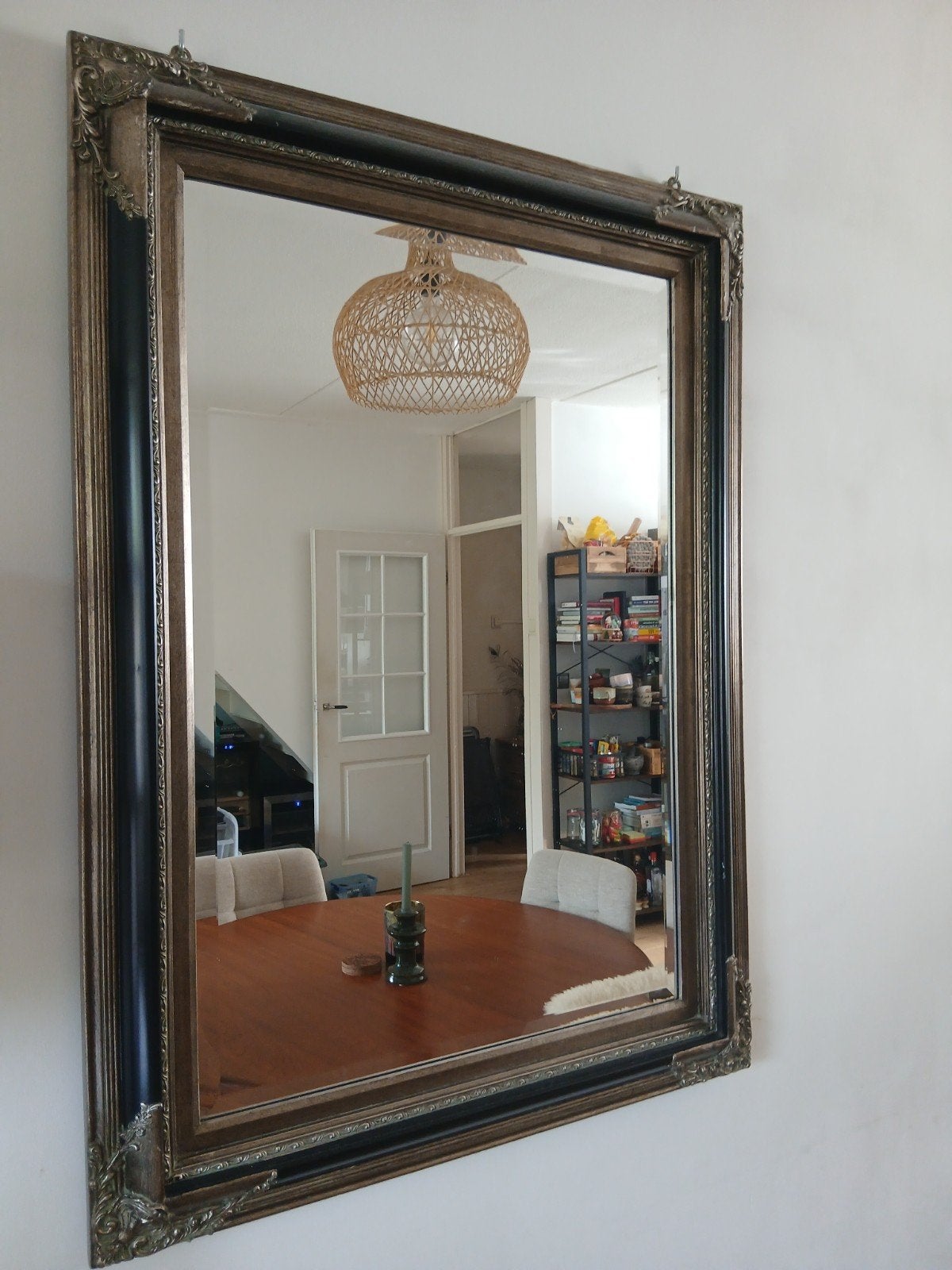 Spiegel met sierlijst, Antiek en Kunst, Ophalen, Rechthoekig, 50 tot 100 cm, 100 tot 150 cm