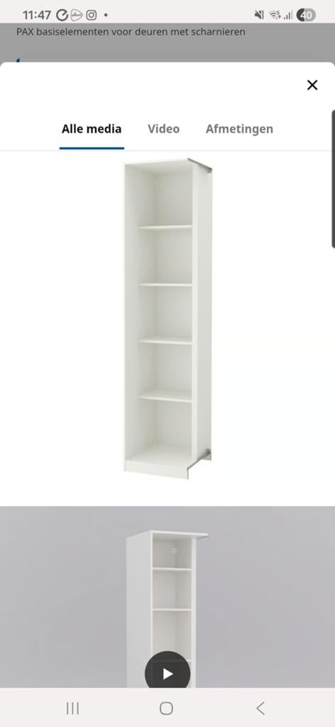 PAX
Hoekelement met 4 planken, wit, 53x58x236 cm, Ophalen of Verzenden, 50 tot 75 cm, 50 tot 100 cm, 200 cm of meer