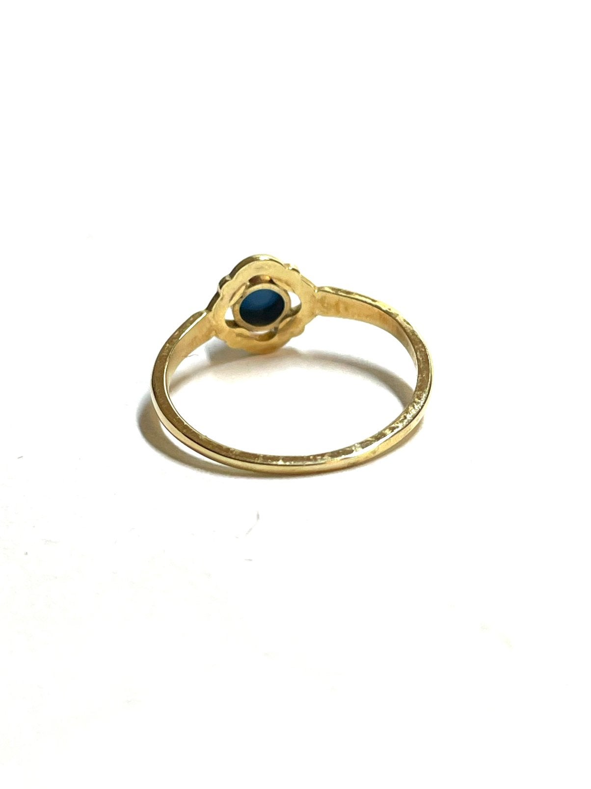 14k gouden ring met een blauwe steen, -, -, Ophalen of Verzenden, Dame