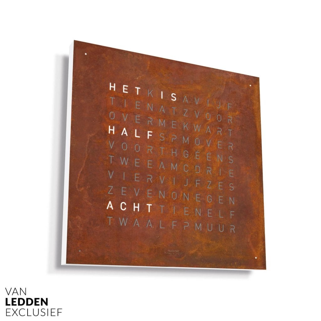 Qlocktwo Earth 45 Creator’s Edition Rust Woordklok Roest 45, Wandklok, Nieuw, Ophalen of Verzenden, Qlocktwo