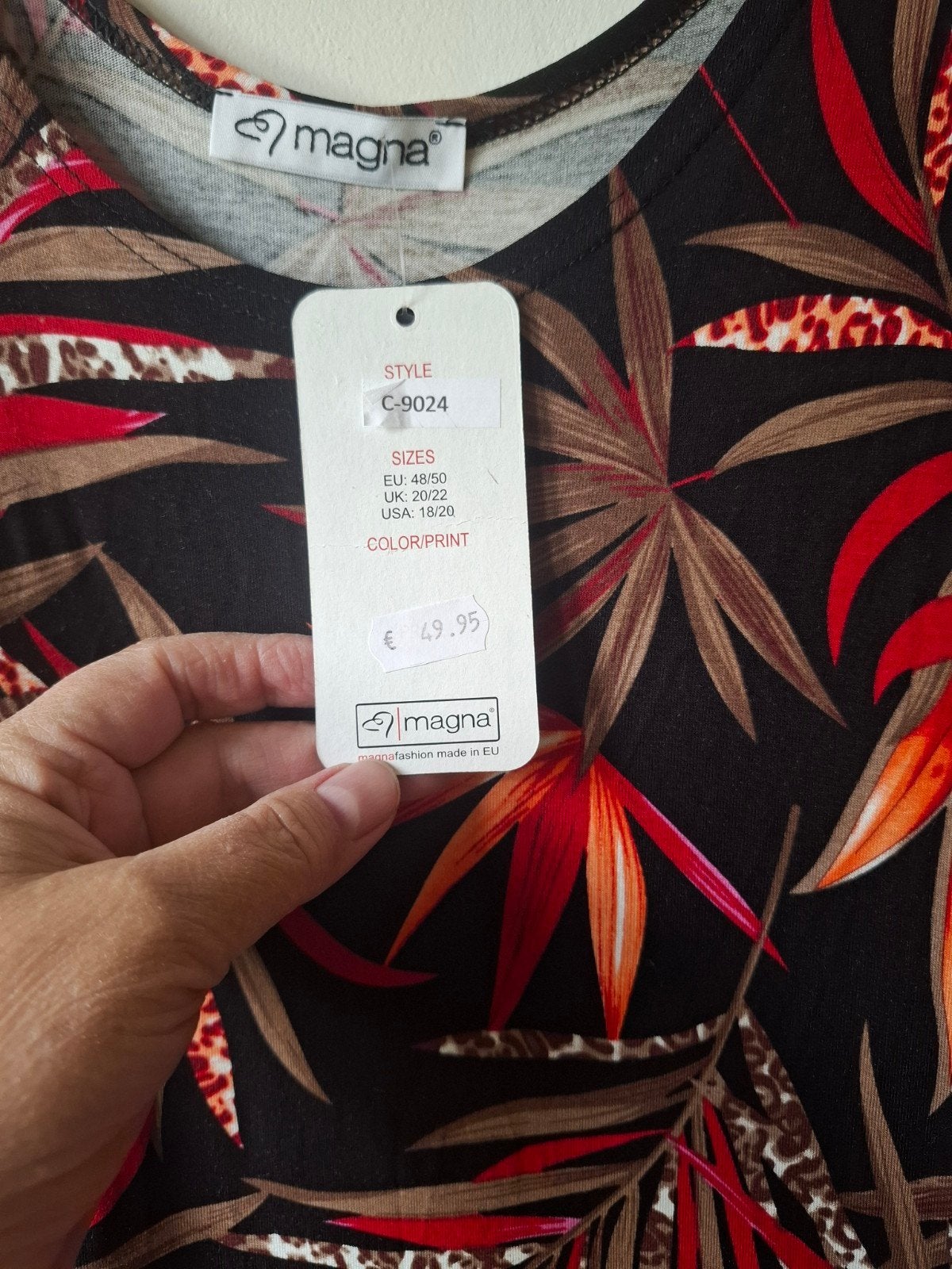 Magna viscosemix jurk met print, maat 48/50, Meerkleurig, Jurk, Nieuw, Ophalen of Verzenden