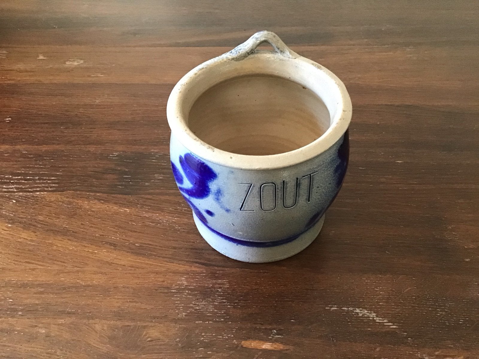 Vintage Keulse Zoutpot - Blauw Decor, Ophalen of Verzenden