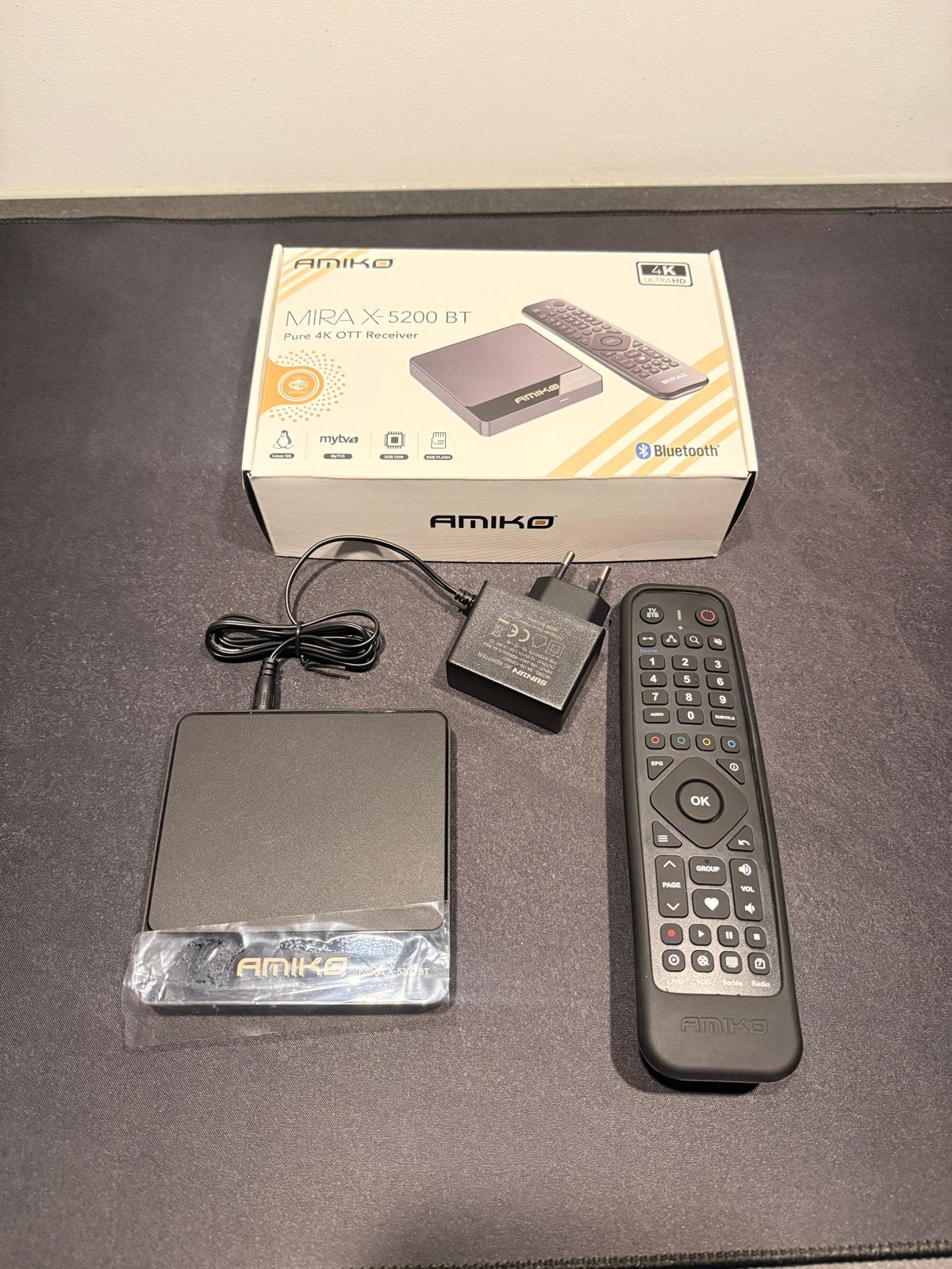 Amiko Mira X-5200 BT 4K IPTV Mediaspeler met Bluetooth, Ophalen of Verzenden, Nieuw, Decoder