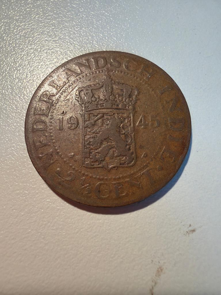 Nederlandse 2½ Cent munt uit 1945, Ophalen of Verzenden, Koningin Wilhelmina, Overige waardes, Losse munt