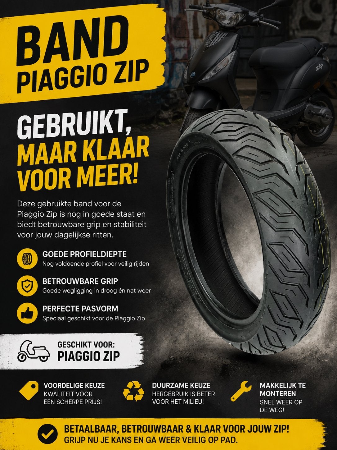 2Stuks Scooter achter band maat: 120 70 10, Ophalen, Gebruikt, Overige typen, Piaggio