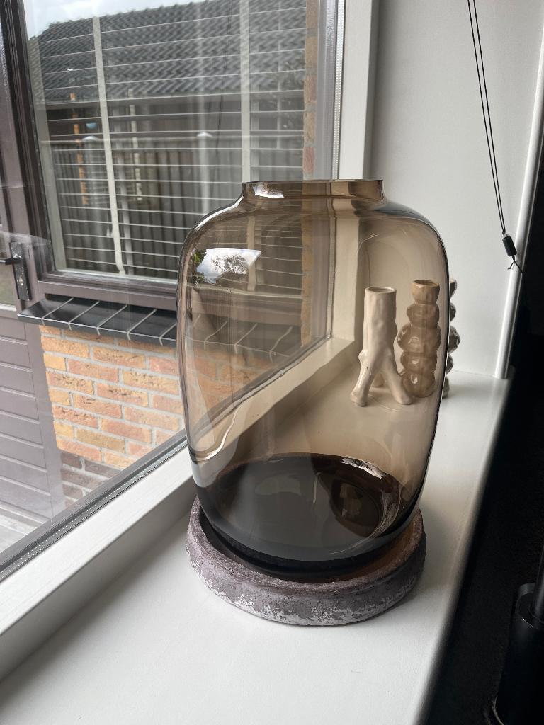 Bruine smoke vaas, Ophalen, Overige kleuren, Minder dan 50 cm, Glas
