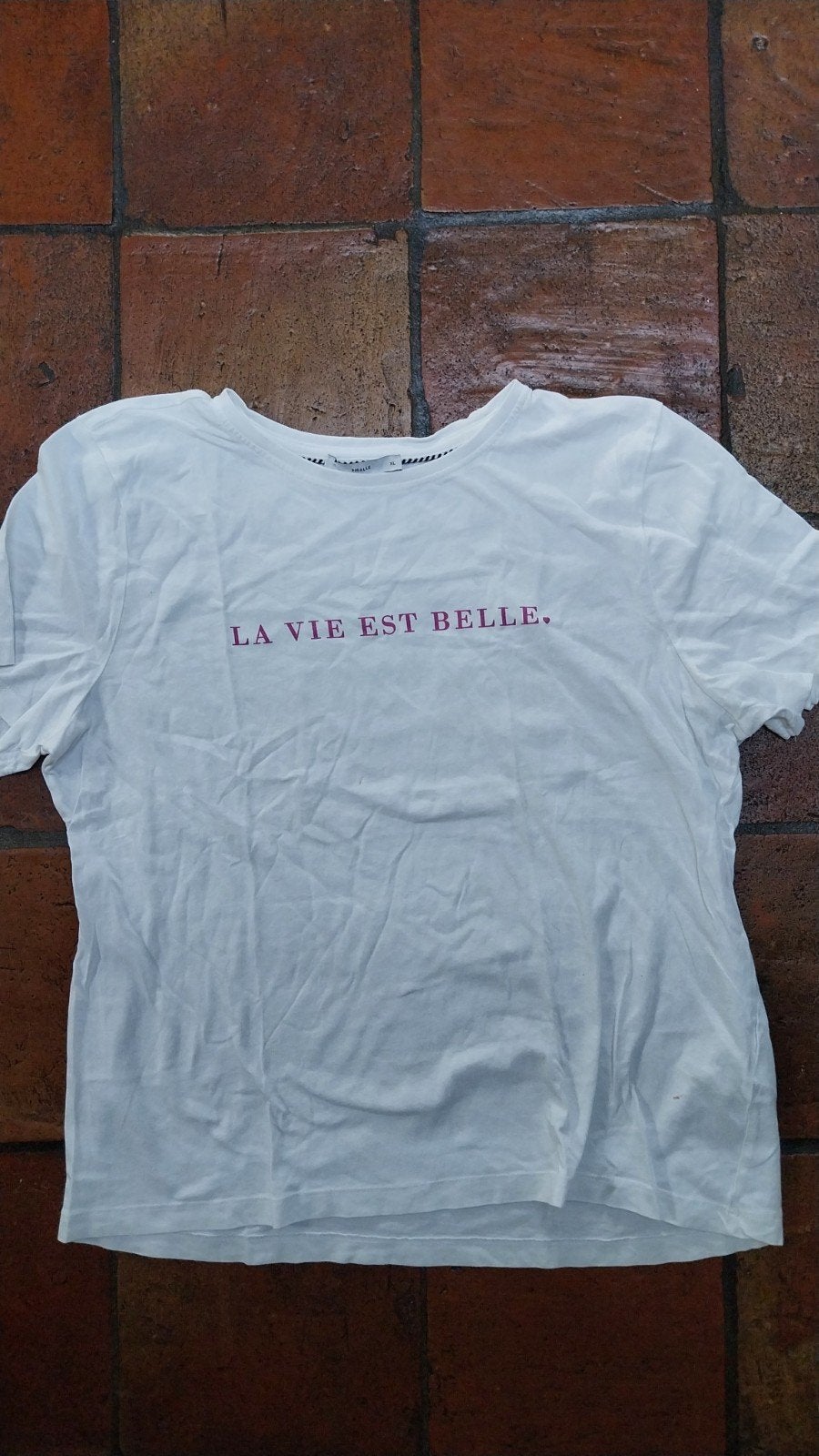Wit shirt  roze tekst. Pigalle, xl, Wit, Maat 46/48 (XL) of groter, Pigalle, Ophalen of Verzenden