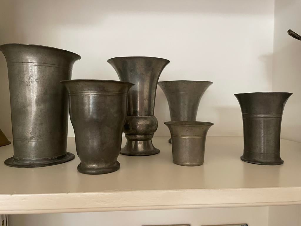 Diverse antieke tinnen vazen, Antiek en Kunst, Ophalen of Verzenden
