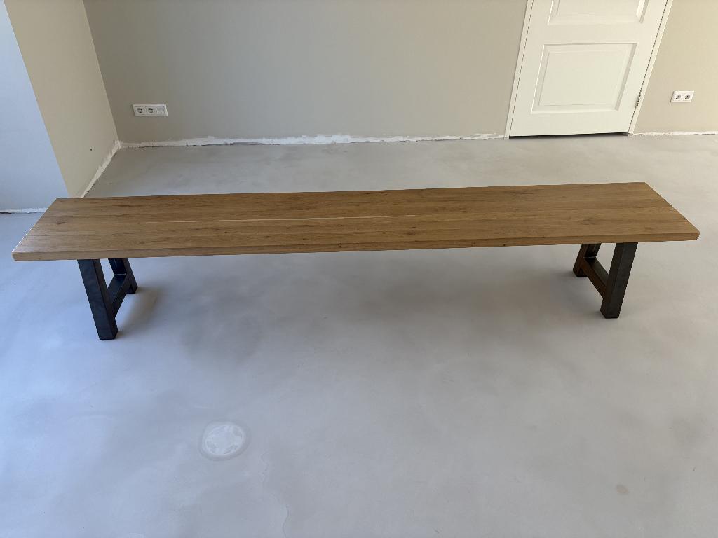 Eiken Bank 260 cm, Ophalen, Zo goed als nieuw, Rechte bank, Hout