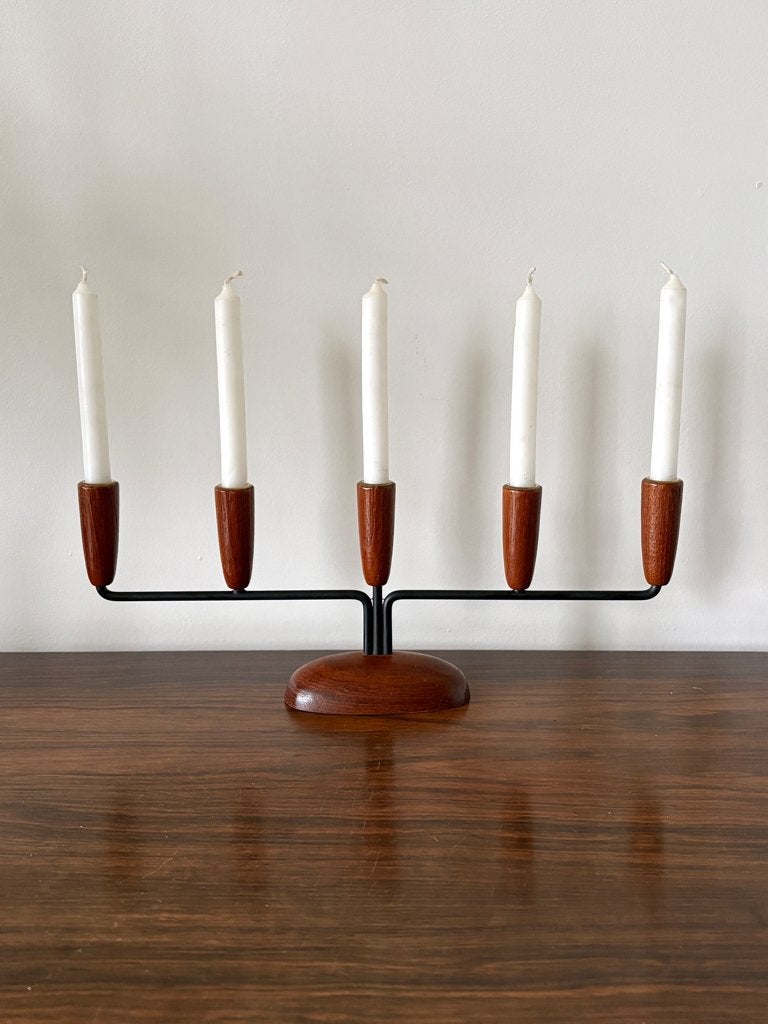 Vintage Deense kandelaar uit de jaren 60, Zwart, Ophalen of Verzenden, Zo goed als nieuw, 11 cm