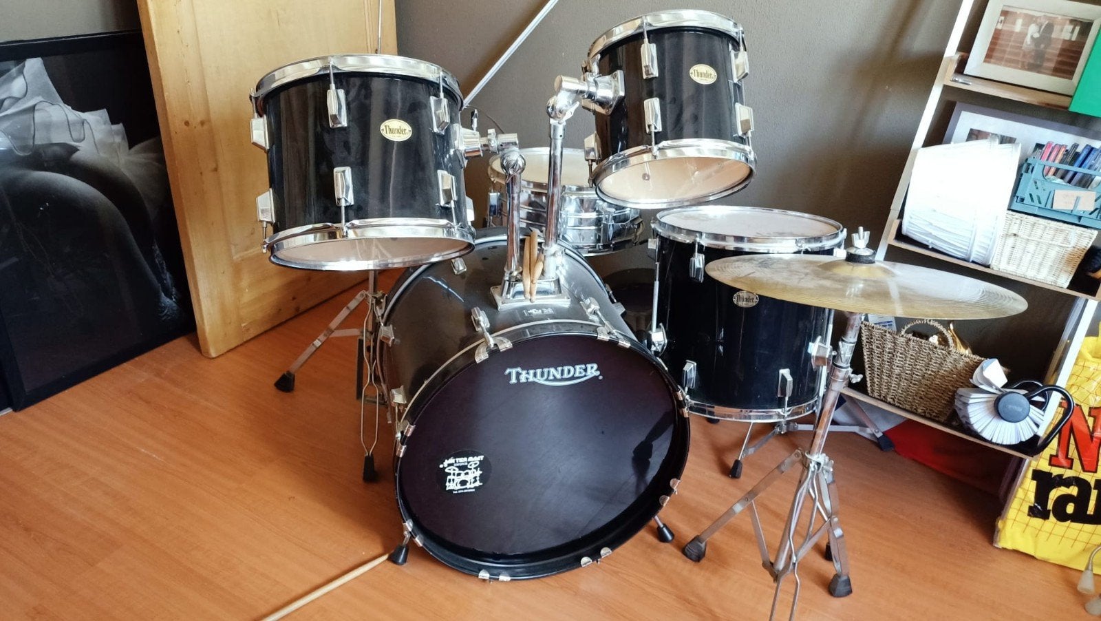 Thunder Drumstel - Compleet met bekkens en stokken, Muziek en Instrumenten, Drumstellen en Slagwerk, Ophalen of Verzenden, Gebruikt