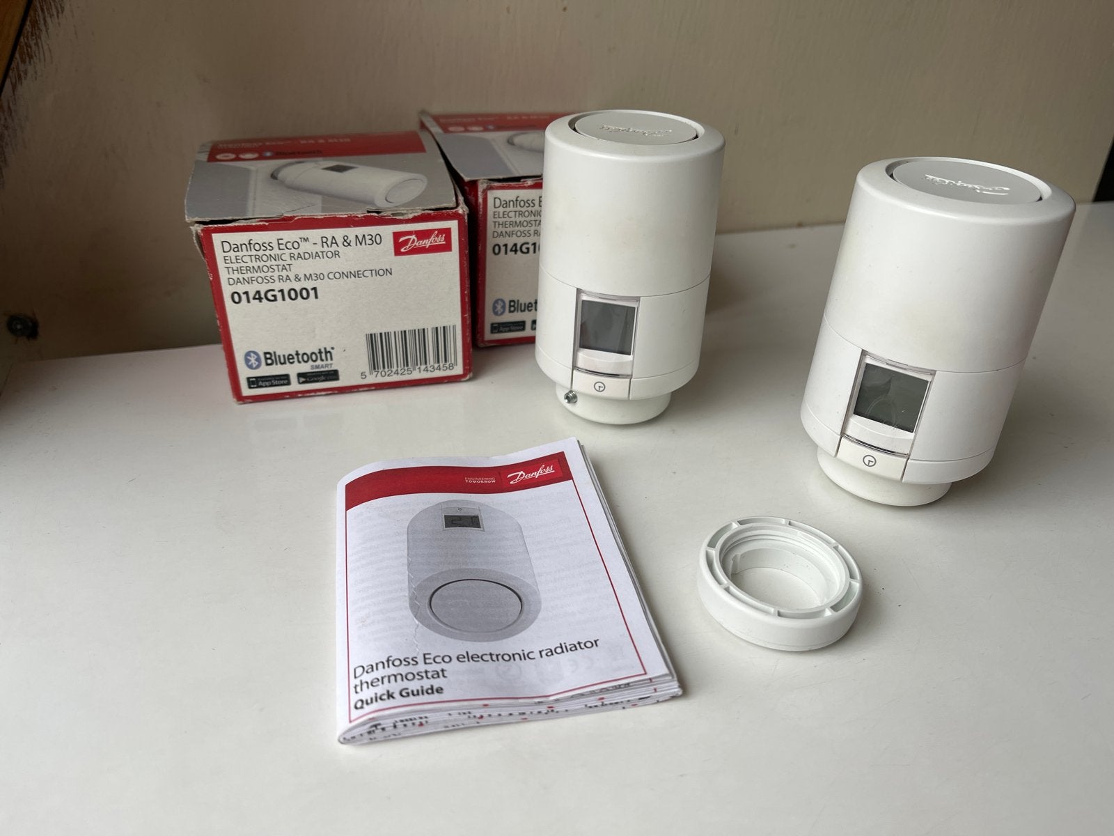 2x Danfoss Eco bluetooth Radiatorthermostaat, Ophalen of Verzenden, Slimme thermostaat, Zo goed als nieuw