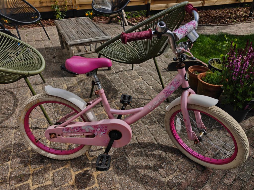 Kinderfiets 16" roze, Ophalen, Terugtraprem, Mango, 16 tot 20 inch