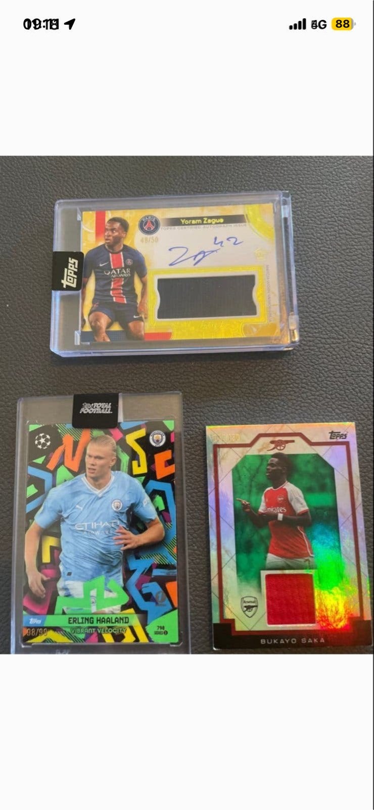 Voetbal Trading Cards - Haaland, Saka, Zegue, Ngumoha, Ophalen of Verzenden, Zo goed als nieuw, Meerdere kaarten, Foil