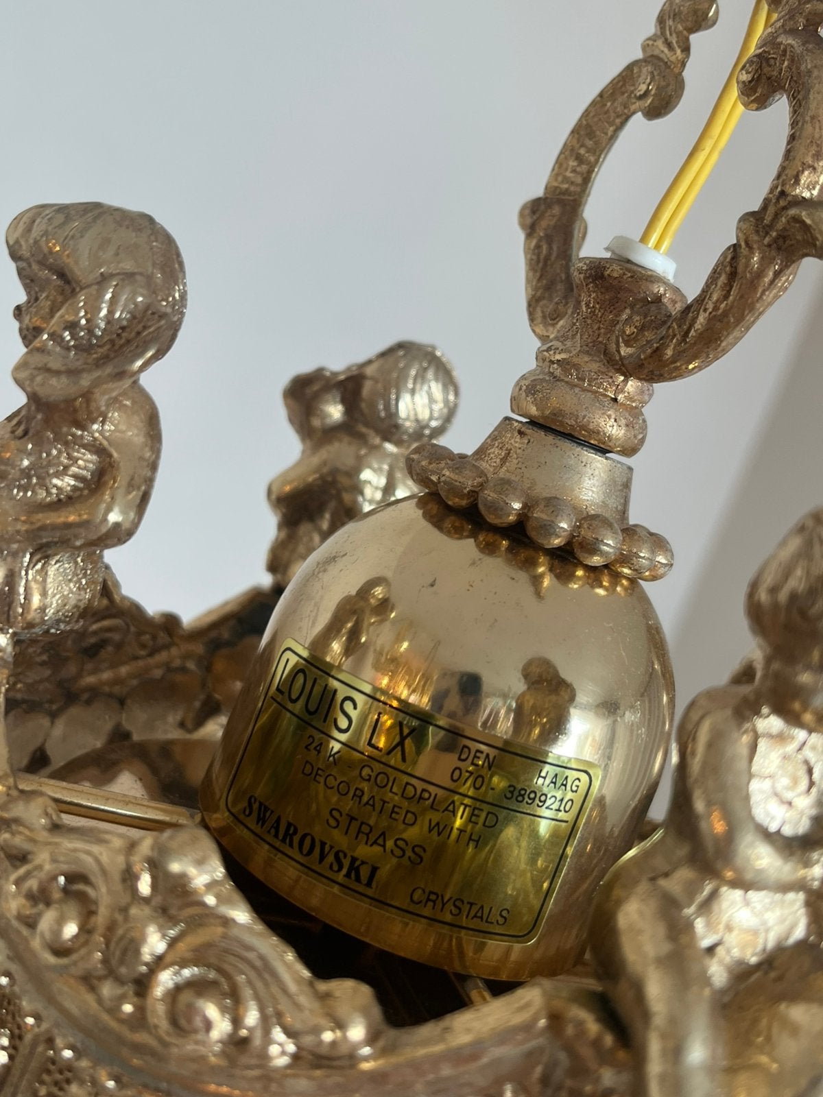 Gemerkte echte Swarovski putti kroonluchter bladgoud kristal, Huis en Inrichting, Vintage, Vintage, Vintage, Ophalen of Verzenden