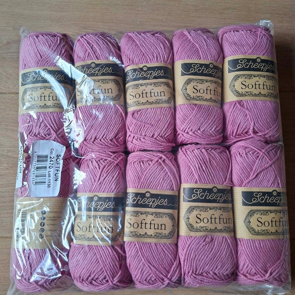10 bollen Scheepjes Softfun - 2480 - Pink, Ophalen of Verzenden, Nieuw, Breien of Haken, Wol of Garen
