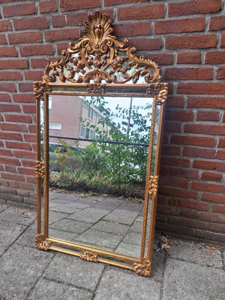 Vintage Deknudt Kuifspiegel met imposante kuif 67x125, Ophalen, Gebruikt, 100 tot 150 cm, Rechthoekig