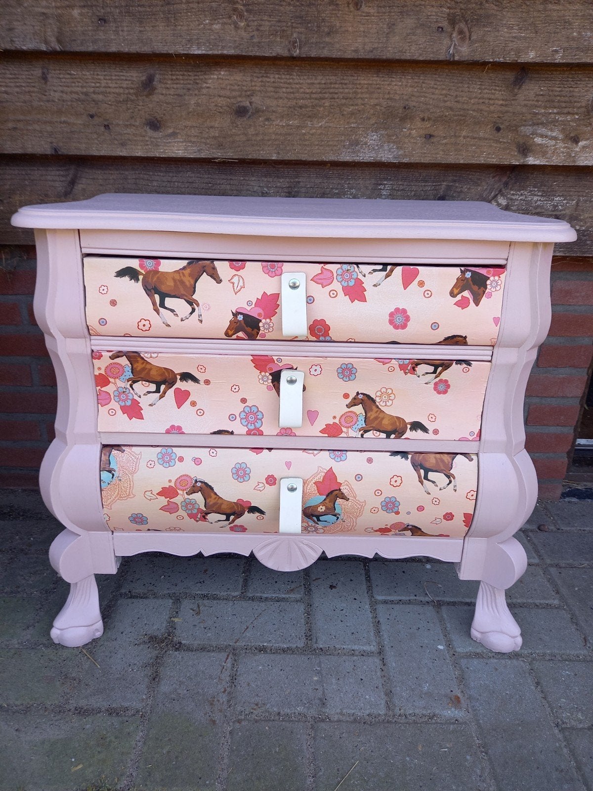 Lieflijk ladekastje met paardenprint, Huis en Inrichting, Kasten | Ladekasten, Gebruikt, Minder dan 100 cm, Minder dan 50 cm, 25 tot 50 cm