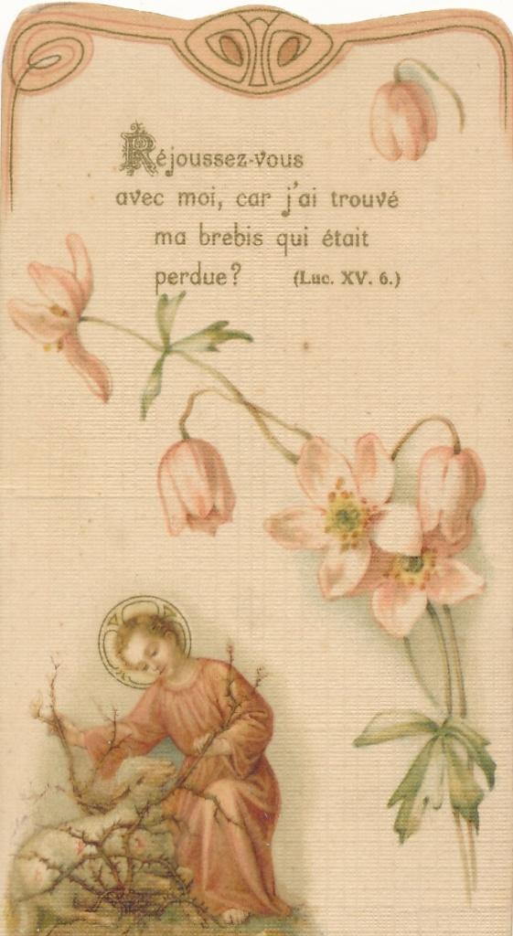 Mooi oud prentje Kind Jezus verlost een schaapje, Ophalen of Verzenden, Zo goed als nieuw, Kaart of Prent, Christendom | Katholiek