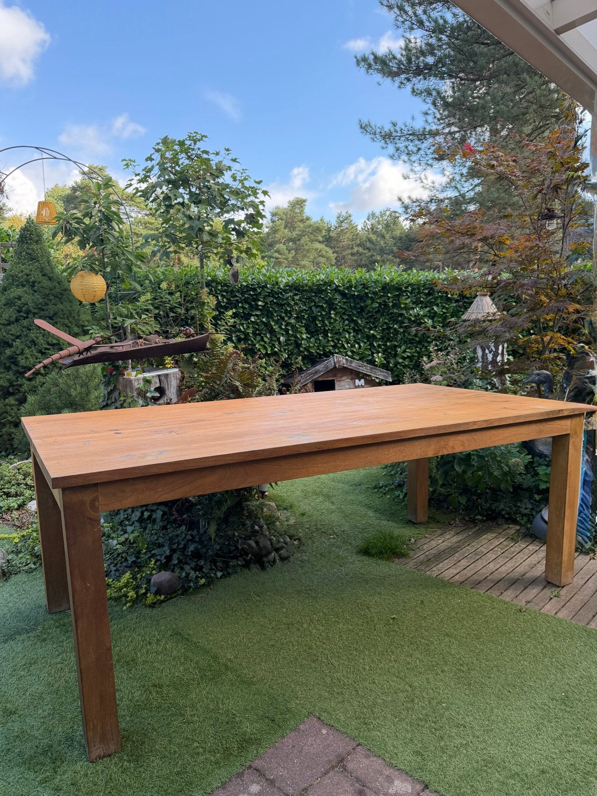 Teakhouten tuintafel 200x100 cm, Huis en Inrichting, Ophalen, Gebruikt, Teakhout, 200 cm of meer