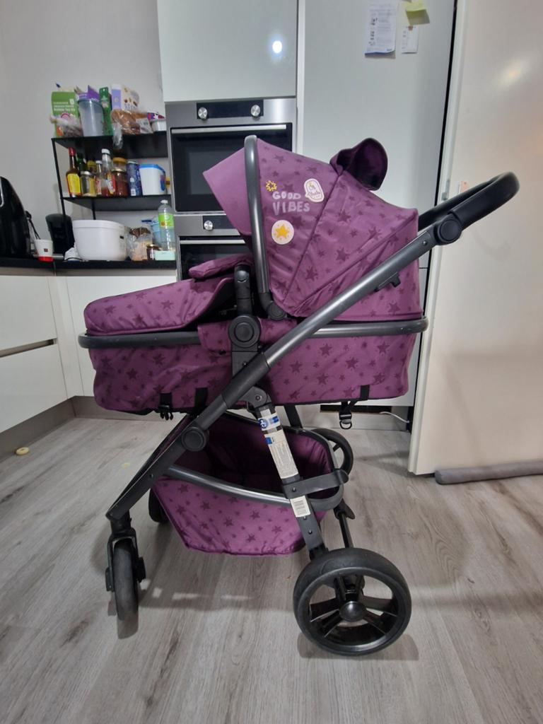 Paarse kinderwagen met sterrenpatroon - Zo goed als nieuw, Ophalen, Zo goed als nieuw, Overige merken