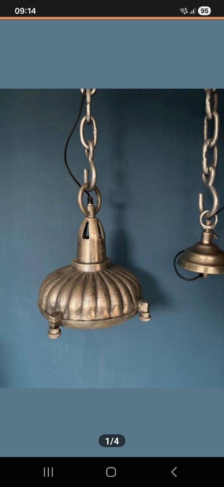 Vintage industriële hanglamp, Ophalen of Verzenden, Zo goed als nieuw, E27 (groot)